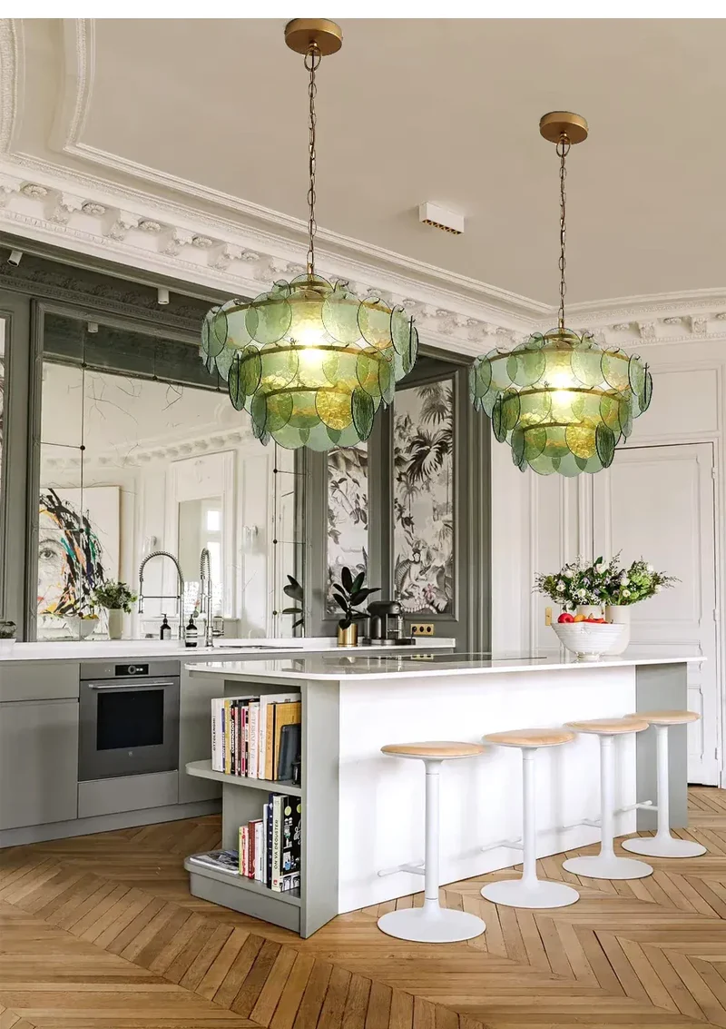 Lustre rond en verre au style rétro
