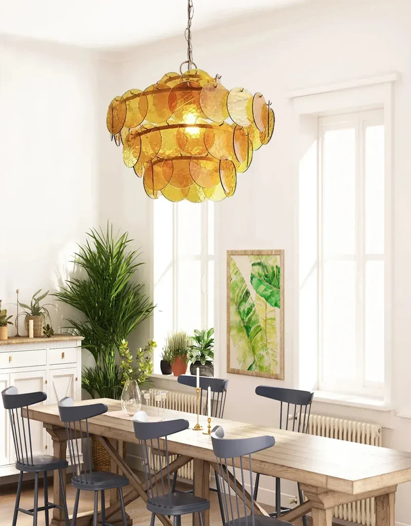 Lustre rond en verre au style rétro