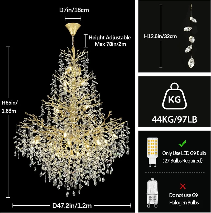 Lustre Design pour Salon et Haut Plafond