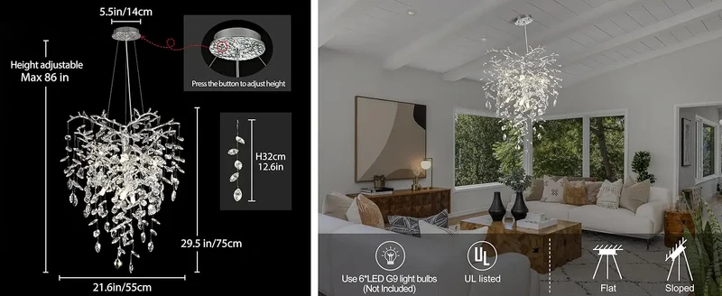 Lustre Design pour Salon et Haut Plafond