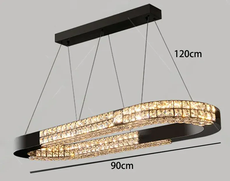 Grand lustre long en verre design pour salle a manger
