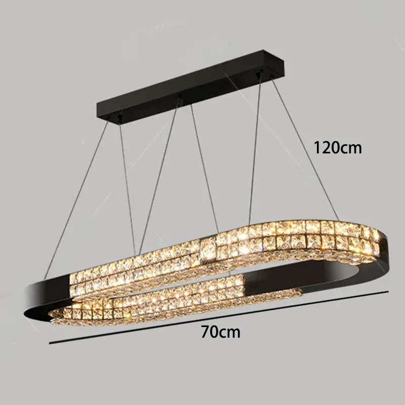 Grand lustre long en verre design pour salle a manger