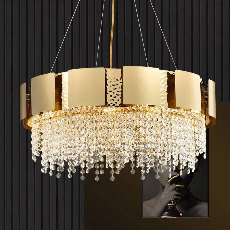 Luxury Stainless Steel Crystal Chandelier Living Dining Room Bedroom Light Simple Model House Villa Hotel Lobby Designer Lamp