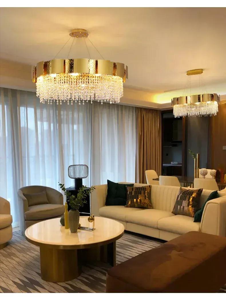 Luxury Stainless Steel Crystal Chandelier Living Dining Room Bedroom Light Simple Model House Villa Hotel Lobby Designer Lamp