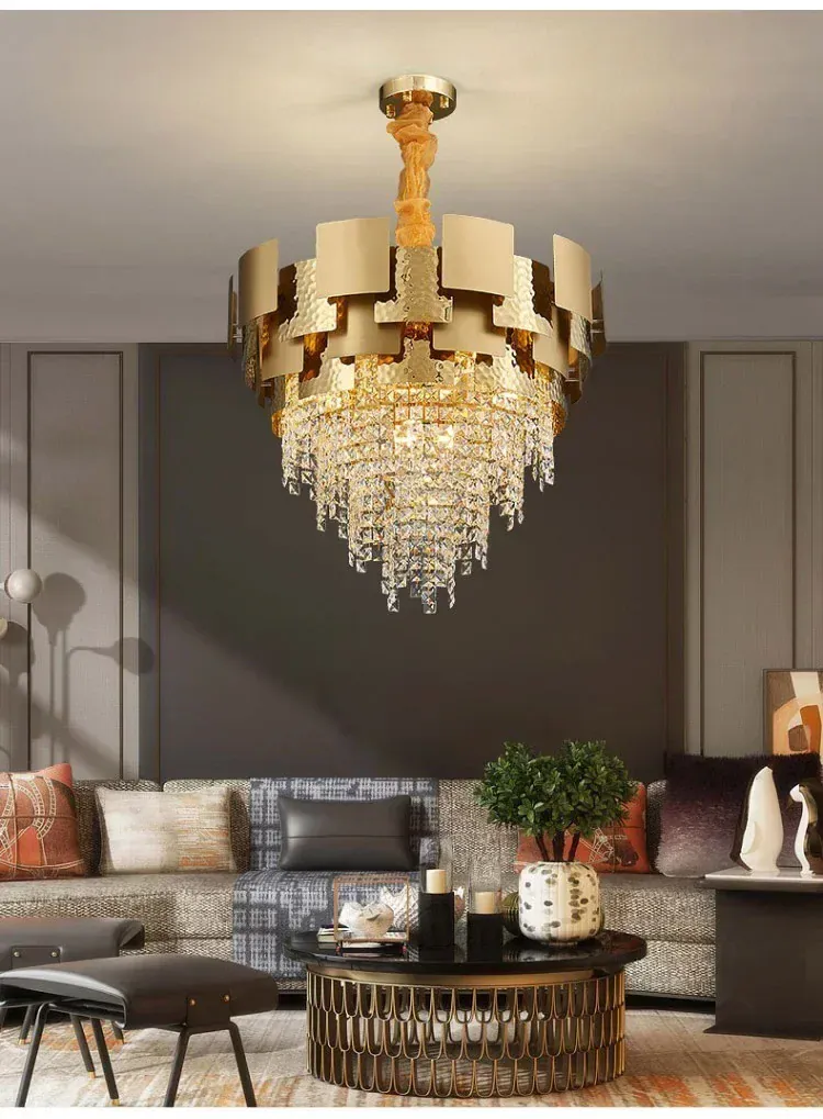 Luxury Stainless Steel Crystal Chandelier Living Dining Room Bedroom Light Simple Model House Villa Hotel Lobby Designer Lamp