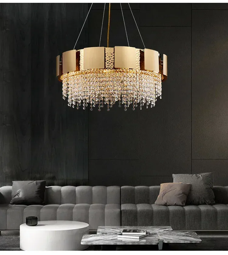 Luxury Stainless Steel Crystal Chandelier Living Dining Room Bedroom Light Simple Model House Villa Hotel Lobby Designer Lamp