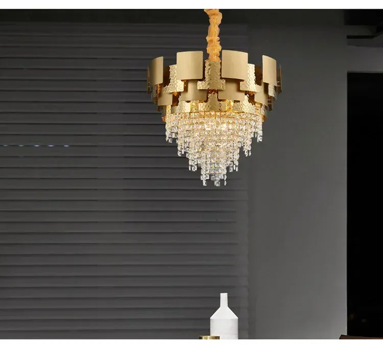 Luxury Stainless Steel Crystal Chandelier Living Dining Room Bedroom Light Simple Model House Villa Hotel Lobby Designer Lamp