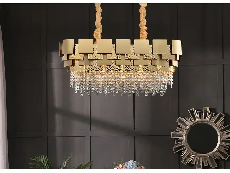 Luxury Stainless Steel Crystal Chandelier Living Dining Room Bedroom Light Simple Model House Villa Hotel Lobby Designer Lamp