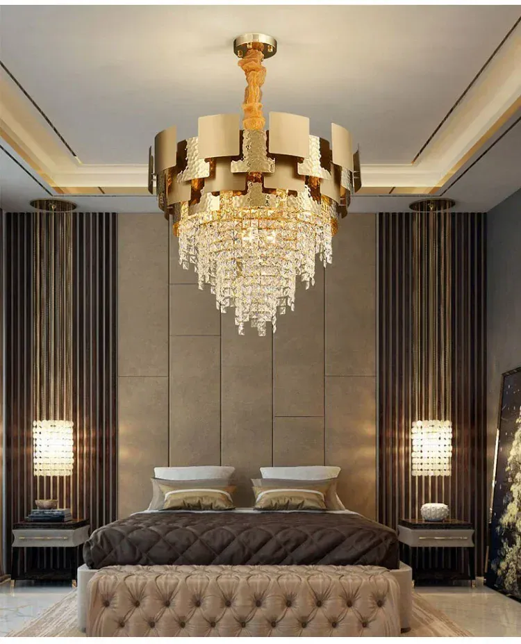 Luxury Stainless Steel Crystal Chandelier Living Dining Room Bedroom Light Simple Model House Villa Hotel Lobby Designer Lamp