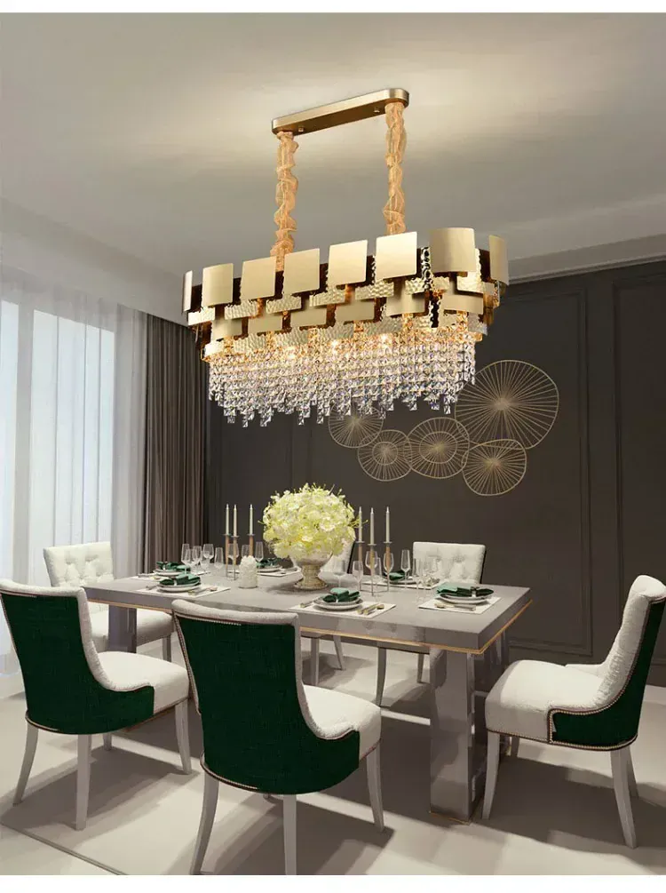 Luxury Stainless Steel Crystal Chandelier Living Dining Room Bedroom Light Simple Model House Villa Hotel Lobby Designer Lamp