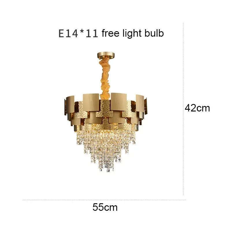 Luxury Stainless Steel Crystal Chandelier Living Dining Room Bedroom Light Simple Model House Villa Hotel Lobby Designer Lamp