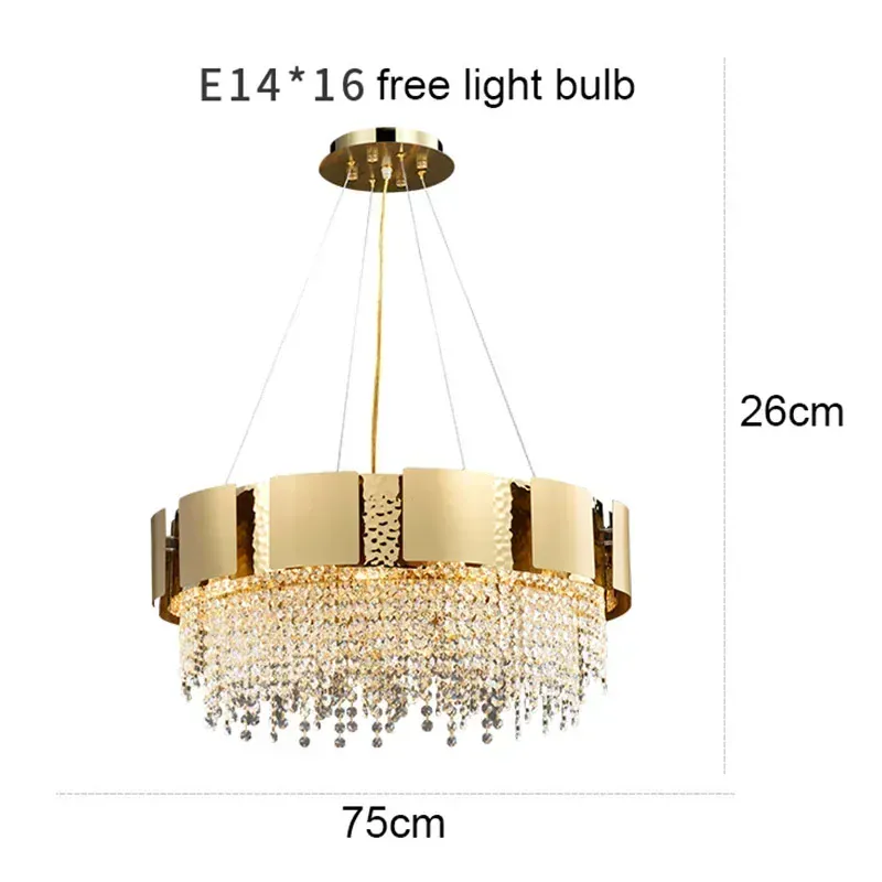 Luxury Stainless Steel Crystal Chandelier Living Dining Room Bedroom Light Simple Model House Villa Hotel Lobby Designer Lamp