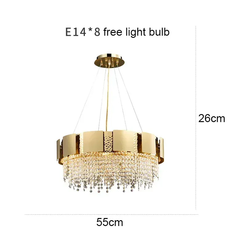 Luxury Stainless Steel Crystal Chandelier Living Dining Room Bedroom Light Simple Model House Villa Hotel Lobby Designer Lamp