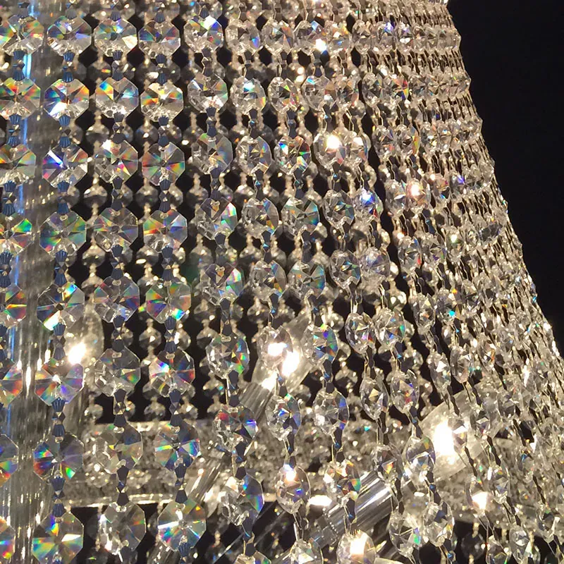 Empire Large Chrome Crystal Chandelier for Foyer Staircase Lobby Modern Cristal Ceiling Lamp Home Decor Haning Light Fixture