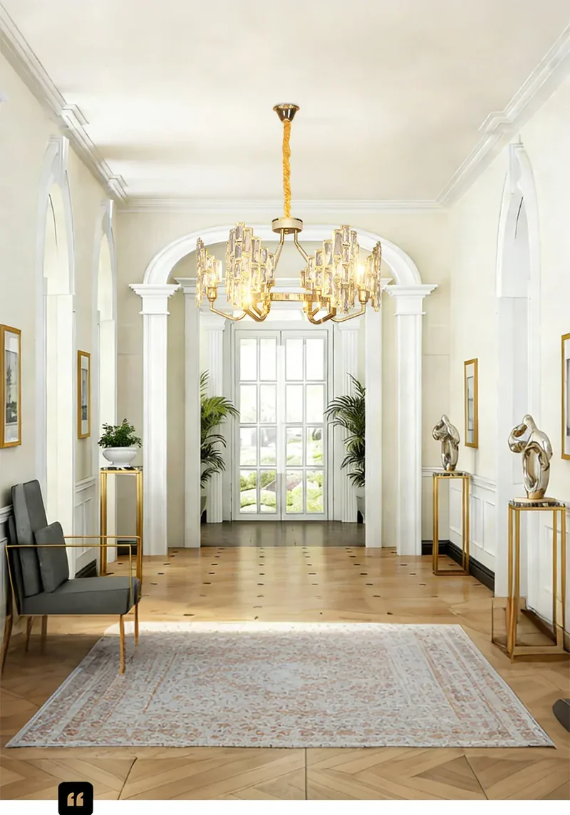 Modern Luxury K9 Crystal LED Chandelier Nordic Dimmable Ceiling Lamp Pendant Hanging Light Fixture For Living Room Bedroom Hotel Kitchen Dining Room Corridor Villa Apartment Indoor Home Decoration