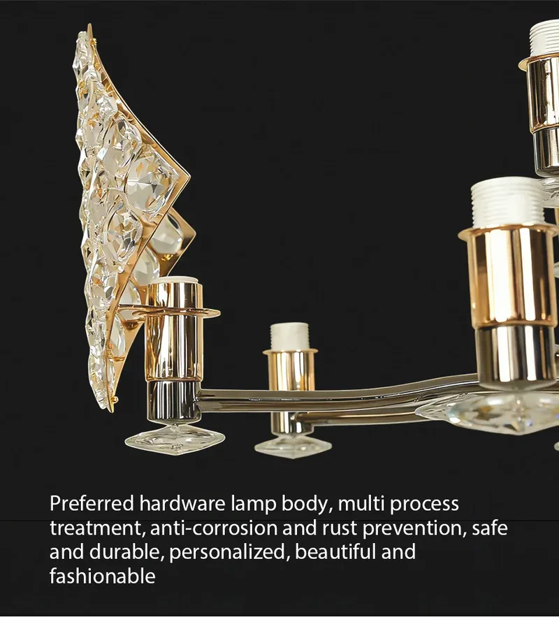 Modern Luxury K9 Crystal LED Chandelier Nordic Dimmable Ceiling Lamp Pendant Hanging Light Fixture For Living Room Bedroom Hotel Kitchen Dining Room Corridor Villa Apartment Indoor Home Decoration
