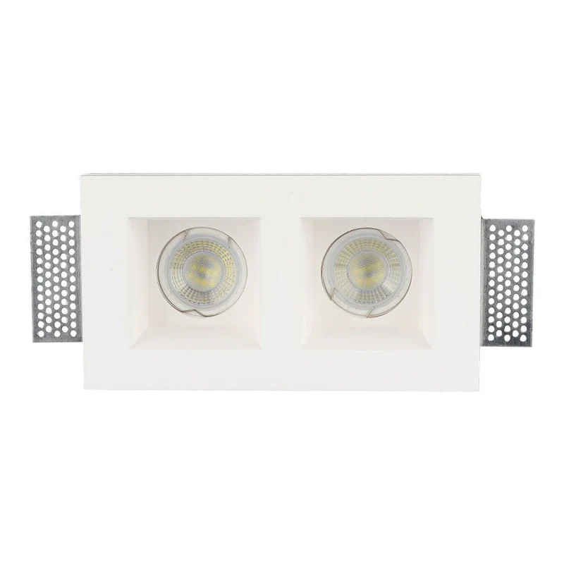 Support Spot Double GU10 LED Carré Blanc 215x118mm