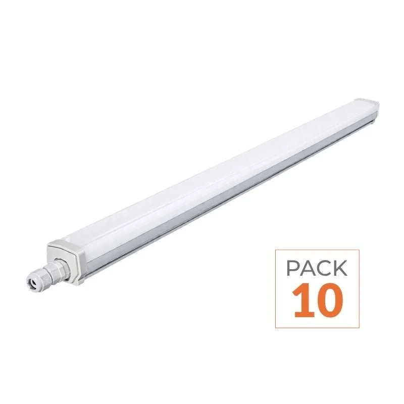Pack de 10 - Réglette LED Étanche 120cm 46W 130lm/W Interconnectable