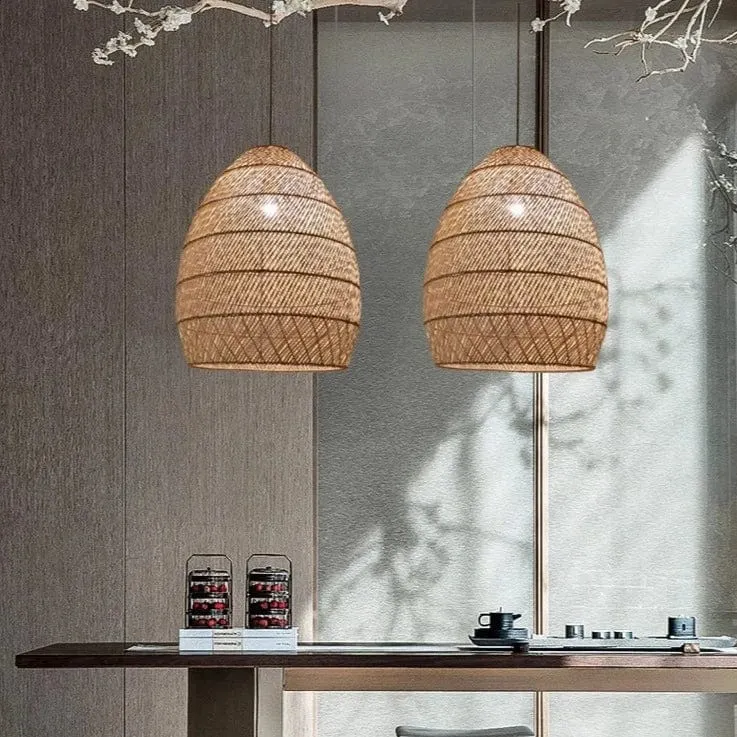 Lampe de Chevet Suspendue en Rotin Luxe