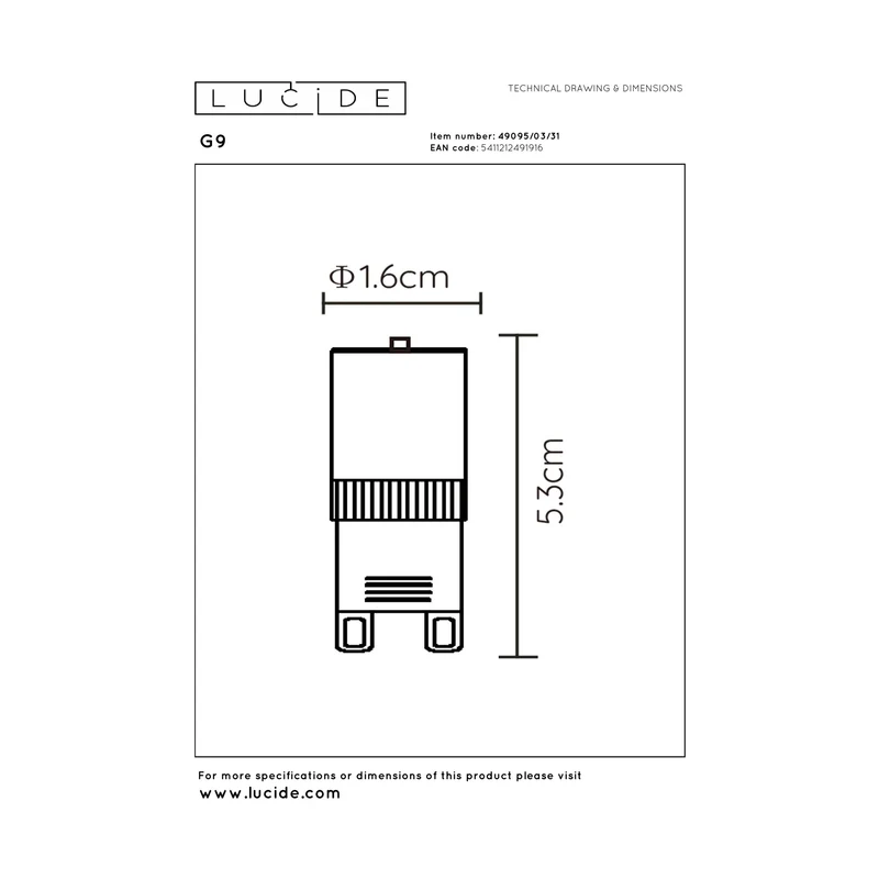 Lucide LED Bulb G9 Capsule - 260lm 2700K - Dimmable