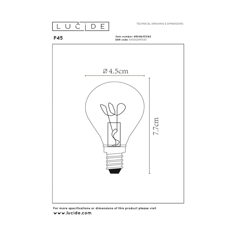 Lucide LED Filament Bulb E14 P45 Clear - 400lm 2700K - Dimmable