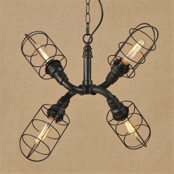 Suspension Industrielle 4 Lampes