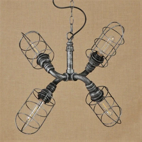 Suspension Industrielle 4 Lampes