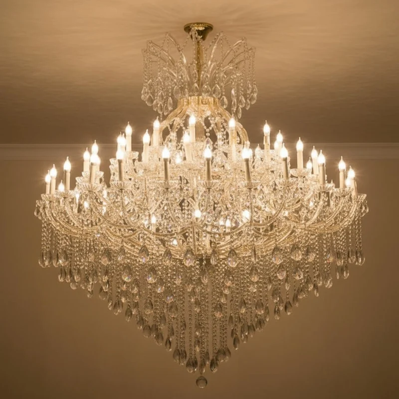 Lustre a pampilles pour plafonds hauts