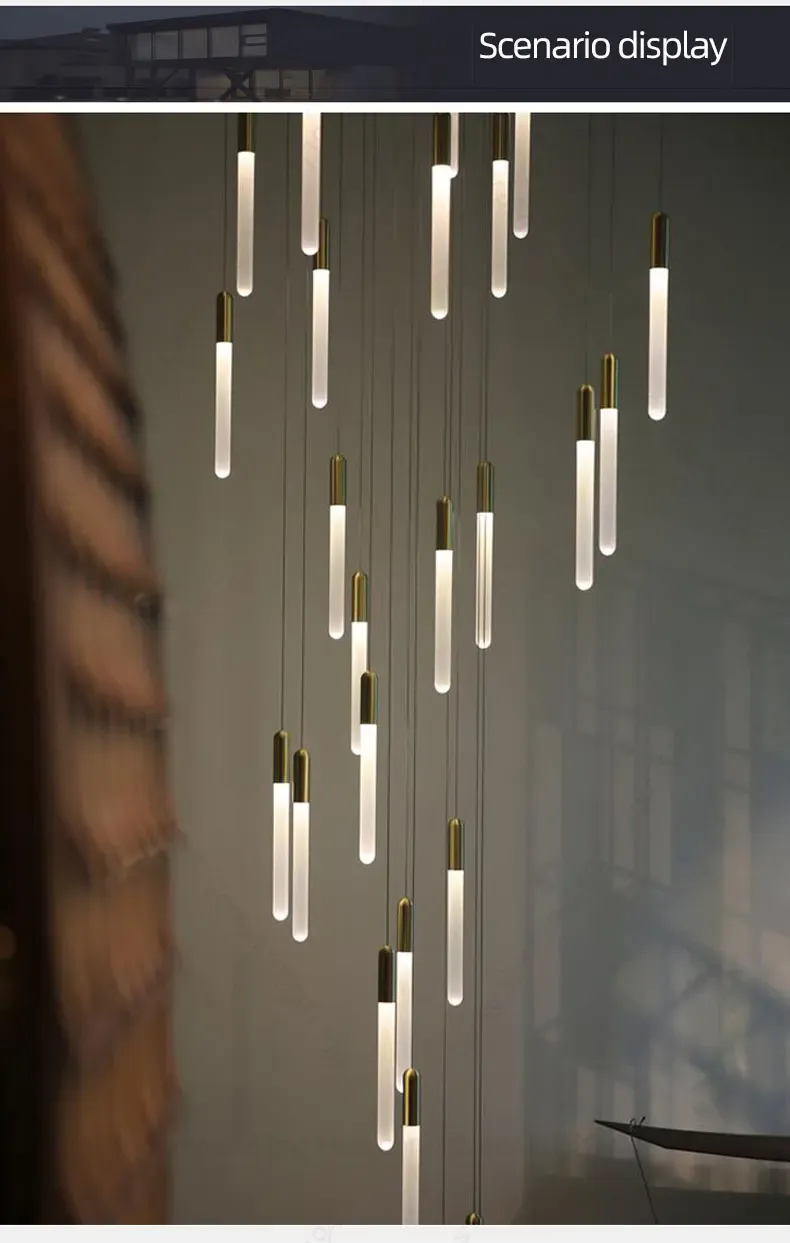 Lustre suspensions de tubes lumineux pour villa