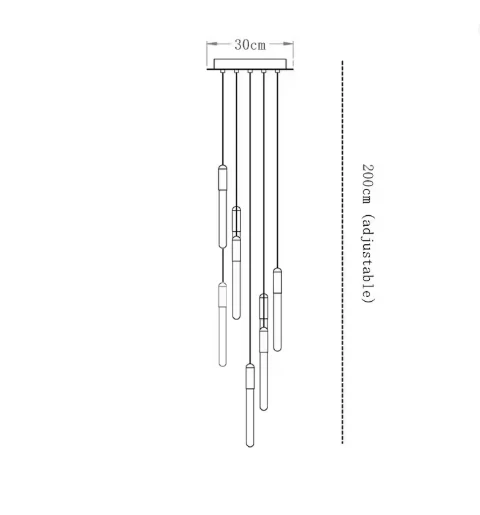 Lustre suspensions de tubes lumineux pour villa