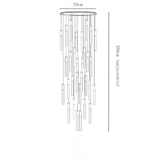 Lustre suspensions de tubes lumineux pour villa
