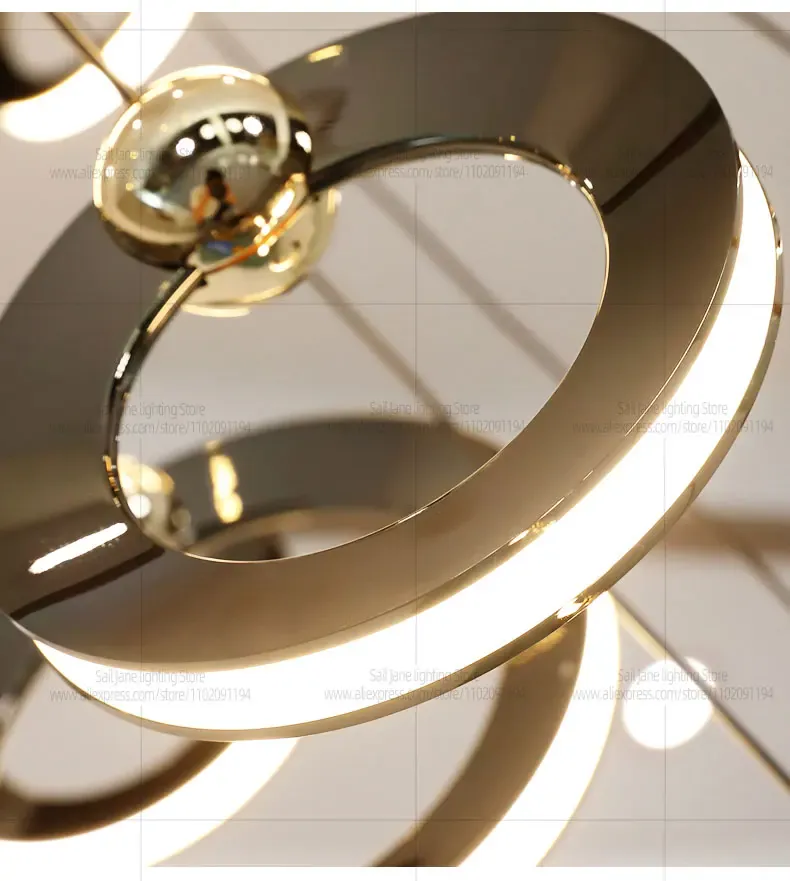 Lustre suspensions en anneaux noirs LED