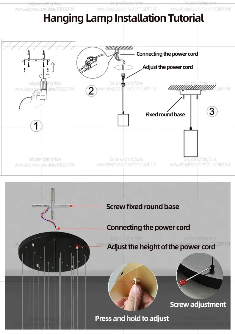 Lustre suspensions en anneaux noirs LED