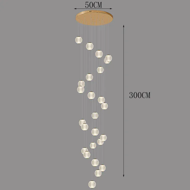Suspensions design pour escalier de globes en verre