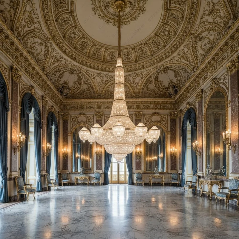 Grand lustre russe en cristal et laiton