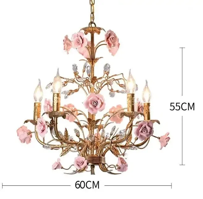 Lustre doré avec fleurs