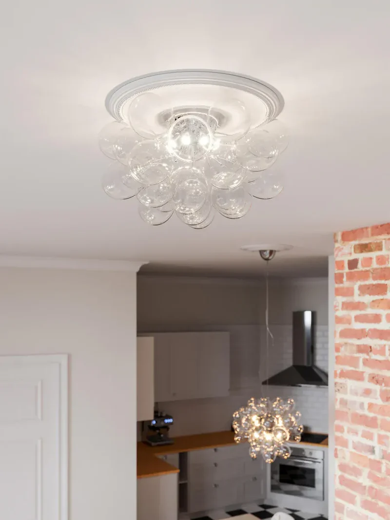 Plafonnier verre rose