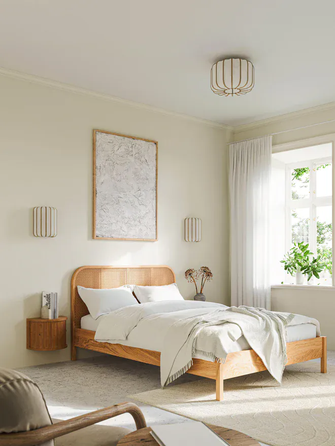 Plafonnier bambou tissu
