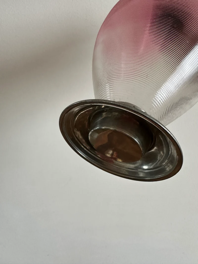 Aiguière en étain et cristal de bohème