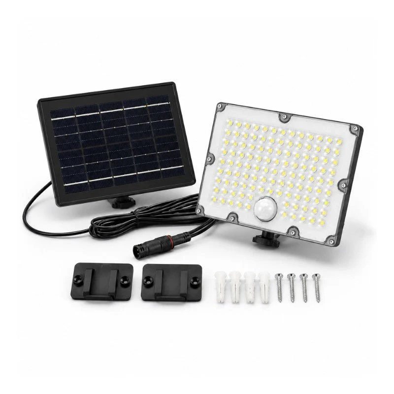 Projecteur Led Solaire Extérieur 9W IP65 3-CCT Détecteur de Lumière et de Mouvement