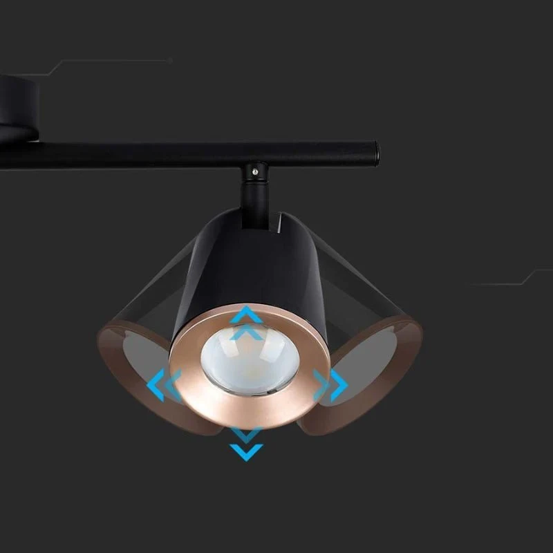 Plafonnier 3 Spot Orientable Alu Noir 15W 60cm