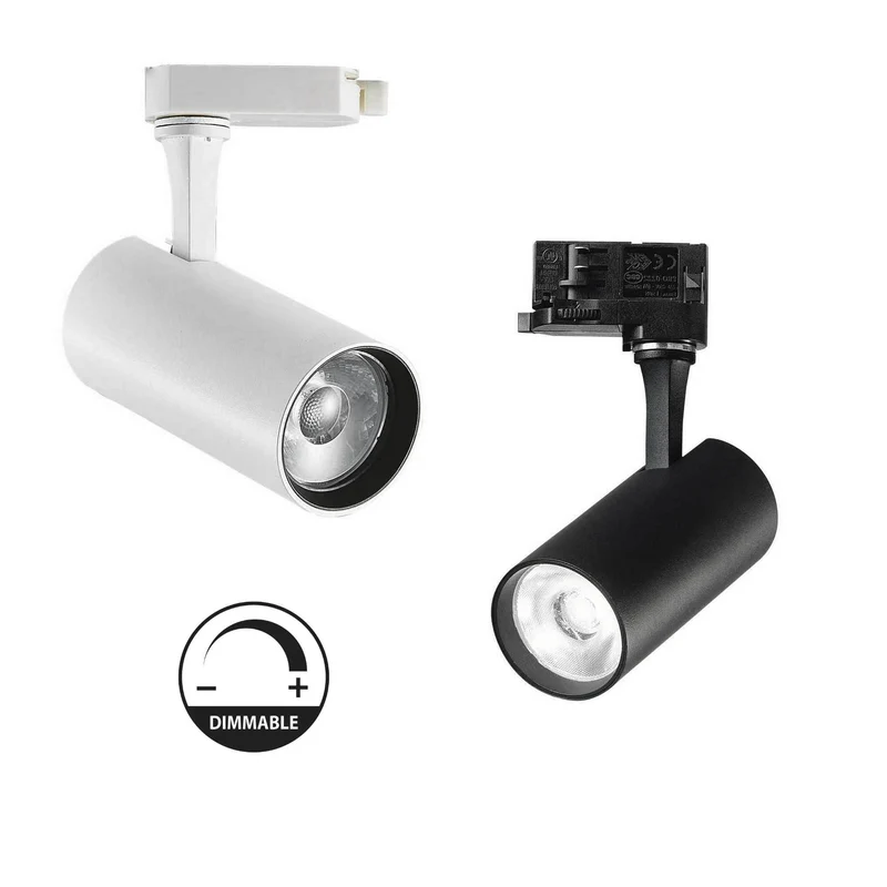 Spot sur rail 3 allumages FOX 15W 3000K blanc ou noir dimmable