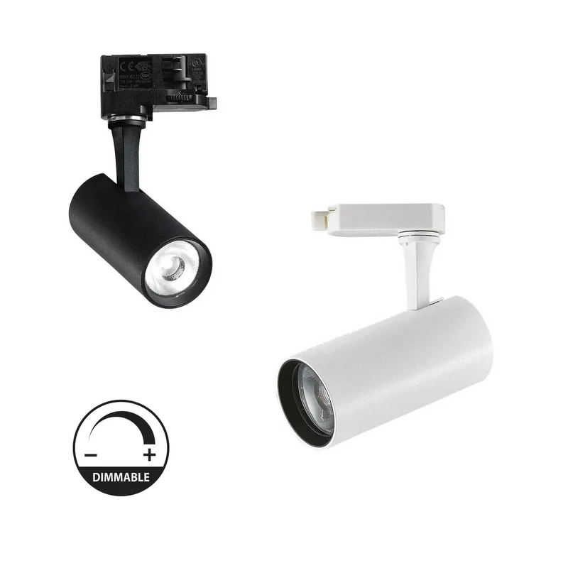 Spot sur rail 3 allumages FOX 8W blanc ou noir dimmable
