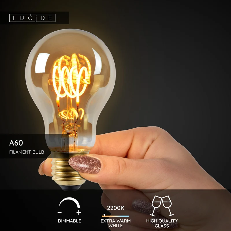 Lucide LED Filament Bulb E27 A60 Clear - 1300lm 2700K - Dimmable