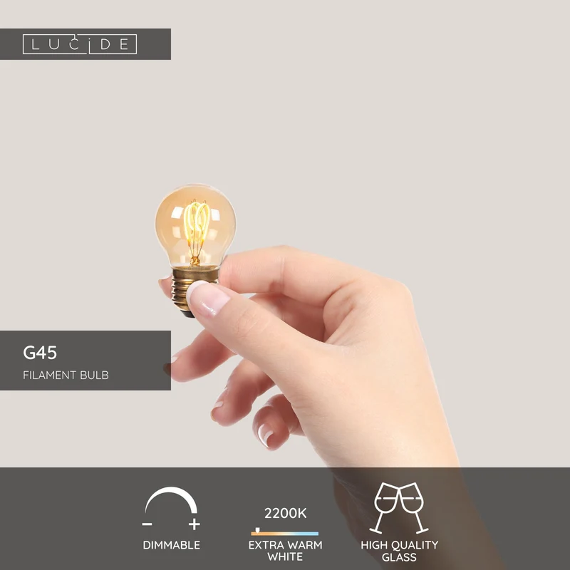 Lucide LED Filament Bulb E27 G45 Clear - 400lm 2700K - Dimmable