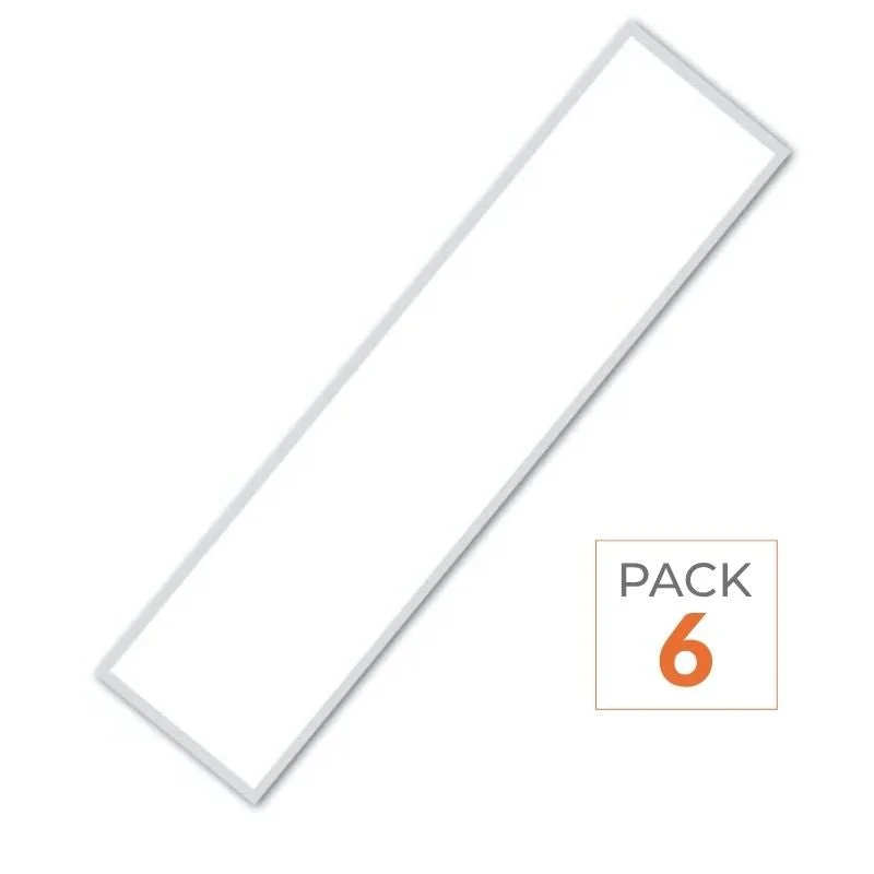 Pack de 6 - Panneau LED 120x30 40W 120lm/W Flicker Free Contour Blanc