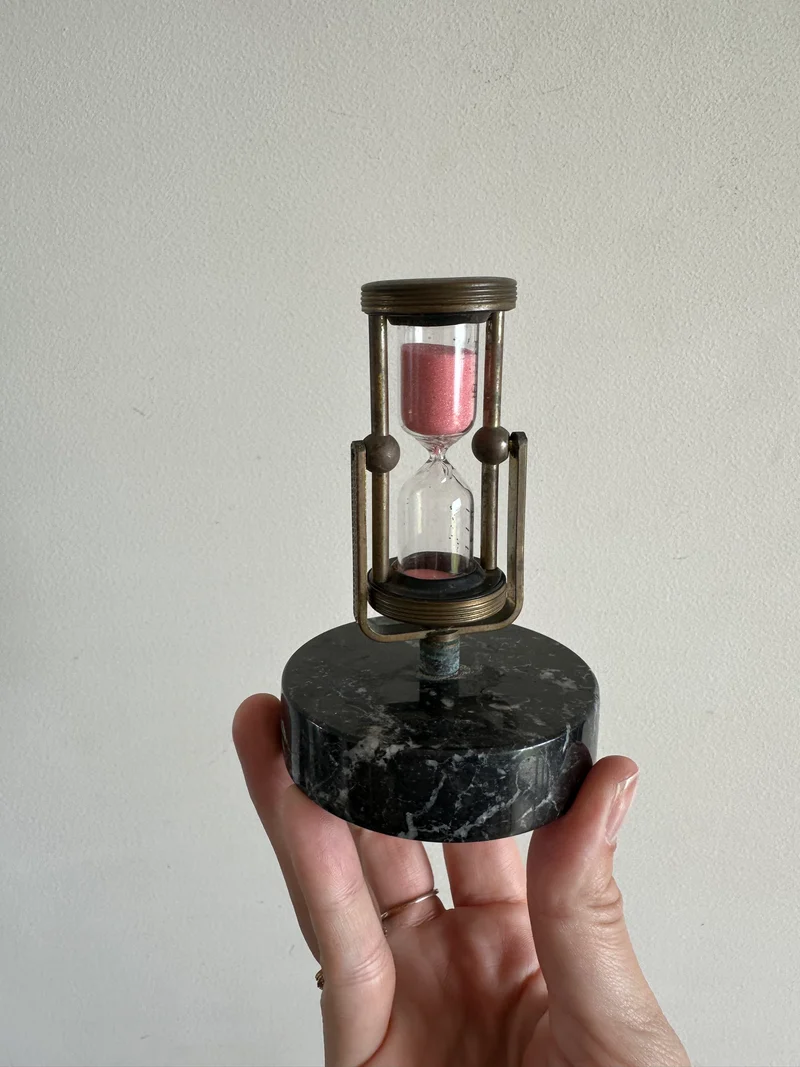 Sablier en laiton sur socle en marbre Telephone Timer