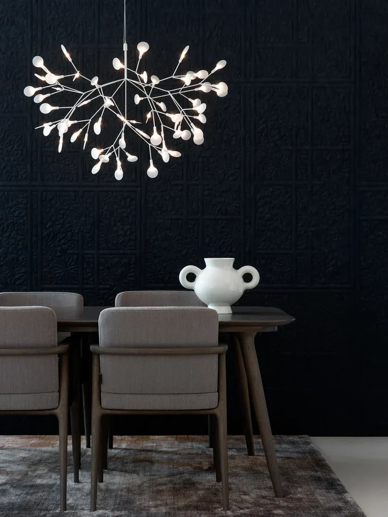 Lustre blanc decoratif feuilles LED