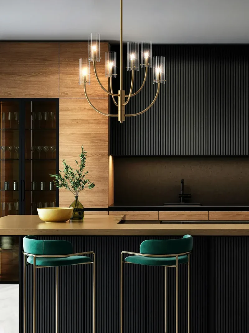 Lustre salle a manger en chandelier dore