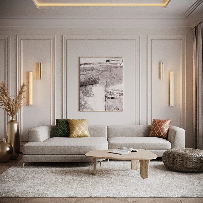 Barre LED Design Marbre Blanc